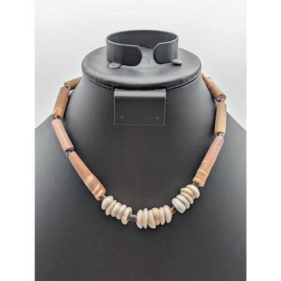 Vintage Authentic Puka Shell Bone Tribal Surfer Bead 17" Necklace - Picture 7 of 7